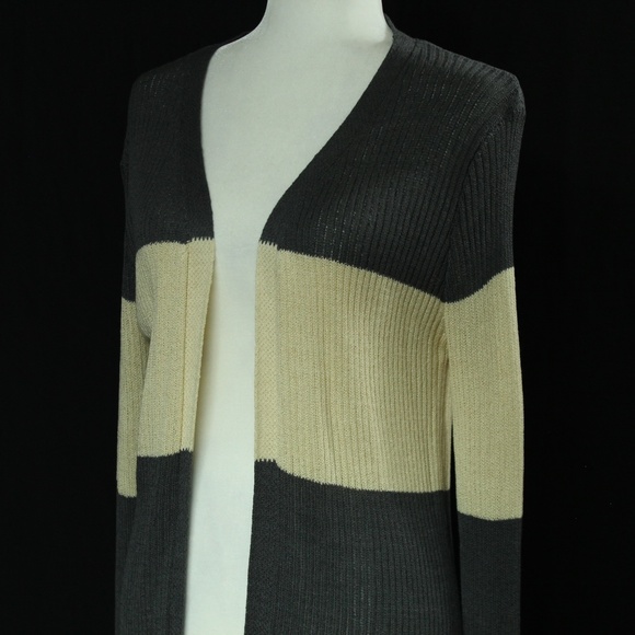 Doe & Rae | Gray & Beige Open Faced Cardigan | Sz S - Picture 5 of 15